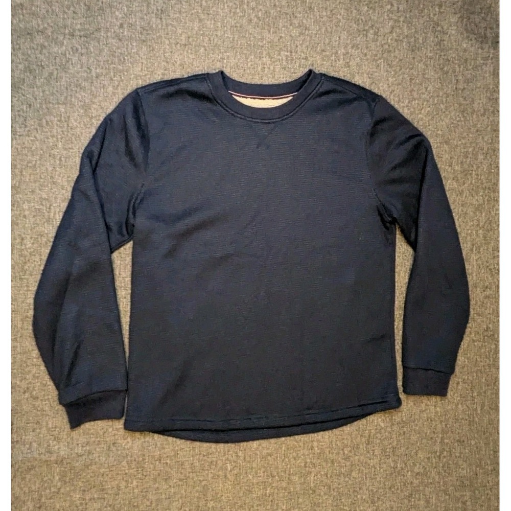 BC Clothing Co Heritage Blue Sherpa Lined Long Sleeve Waffle Knit Shirt Medium